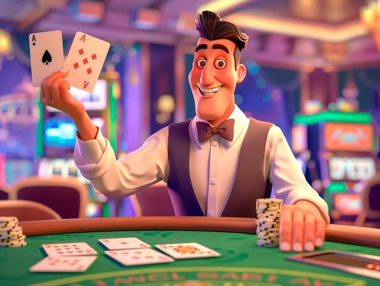 Studio kasino langsung hit88 dengan meja blackjack dan roulette